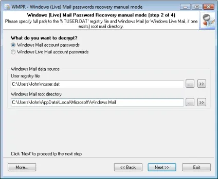 Windows mail password recovery - скріншоти і опис