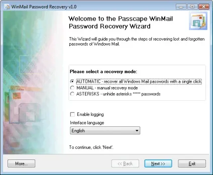 Windows mail password recovery - скріншоти і опис