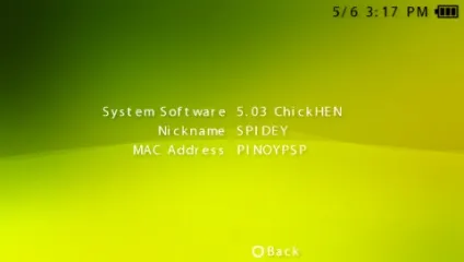 Як прошити psp з прошивкою версією chickhen (Налаштування Налаштування системи) Як прошити psp з прошивкою версією chickhen