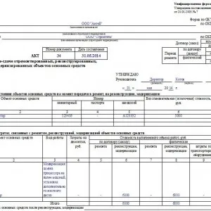Акт про прийом-здачу відремонтованих основних засобів форма ос-3 (прийом-здачу) Акт про прийом-здачу відремонтованих основних засобів форма ос-3