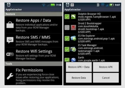 Appextractor - відновлення додатків, смс, ммс, контактів та іншого, з резервної копії
