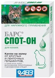 Барс спот-он - краплі на холку від круглих і стрічкових гельмінтів для собак і кішок (спот-он) Барс спот-он - краплі на холку від круглих і стрічкових гельмінтів для собак і кішок