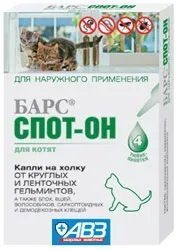 Барс спот-он - краплі на холку від круглих і стрічкових гельмінтів для собак і кішок (барс спот-он. Краплі на холку від круглих і стрічкових гельмінтів для собак і кішок) Барс спот-он - краплі на холку від круглих і стрічкових гельмінтів для собак і кішок