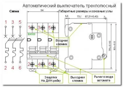 Автоматичний трьохполюсний вимикач огляд