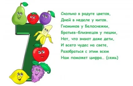 Цифра 7 в віршах, прислів'ях, ребусах і картинках (Прислів'я приказки загадки) Цифра 7 в віршах, прислів'ях, ребусах і картинках