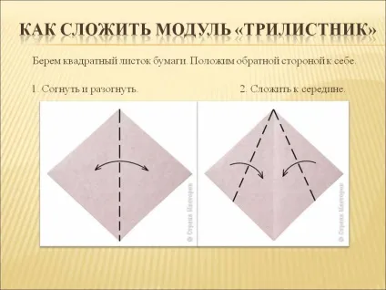 Як скласти модуль «трилисник» - презентація 261743-4 ( «Модульне орігамі техніка складання) Як скласти модуль «трилисник» - презентація 261743-4