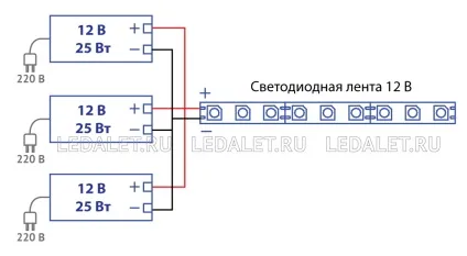 Як з'єднати блоки живлення, щоб підвищити вихідну потужність або напруга (strip) Як з'єднати блоки живлення, щоб підвищити вихідну потужність або напруга