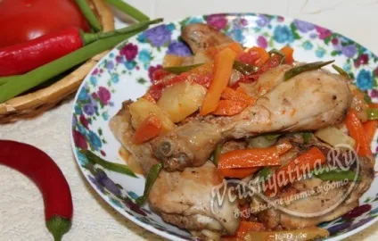 Курка тушкована з овочами і ананасом рецепт з фото (тушкована) Курка тушкована з овочами і ананасом рецепт з фото