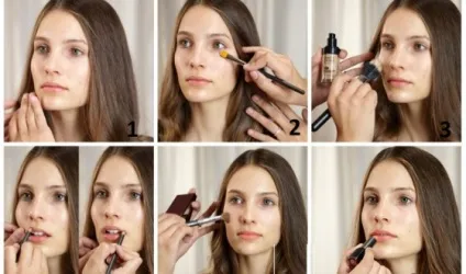 Макіяж в стилі нюд, як створити nude look своїми руками (макіяж натуральний природний непомітний нюд стиль nude look різні кольори очей база під макіяж тон для обличчя колір помади брови макіяж очей рум'яна пудра) Макіяж в стилі нюд, як створити nude look своїми руками