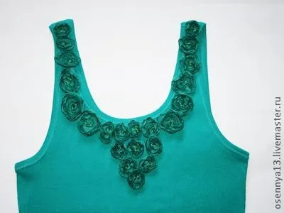 Майка, декорована текстильними квітами - ярмарок майстрів - ручна робота, handmade (майка з квітами) Майка, декорована текстильними квітами - ярмарок майстрів - ручна робота, handmade