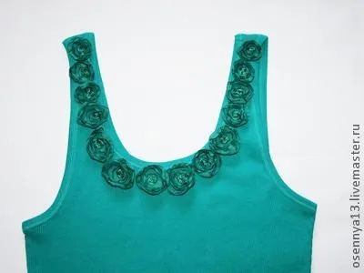 Майка, декорована текстильними квітами - ярмарок майстрів - ручна робота, handmade (тканину для квітів) Майка, декорована текстильними квітами - ярмарок майстрів - ручна робота, handmade