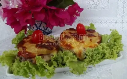 М'ясо з ананасами, помідорами під сирною скоринкою - покроковий рецепт з фото, всі страви (фото) М'ясо з ананасами, помідорами під сирною скоринкою - покроковий рецепт з фото, всі страви