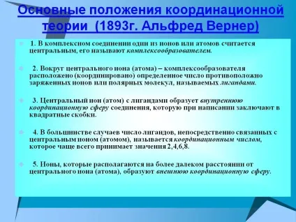 Основні положення координаційної теорії - презентація 19276-3 (хімія) Основні положення координаційної теорії - презентація 19276-3