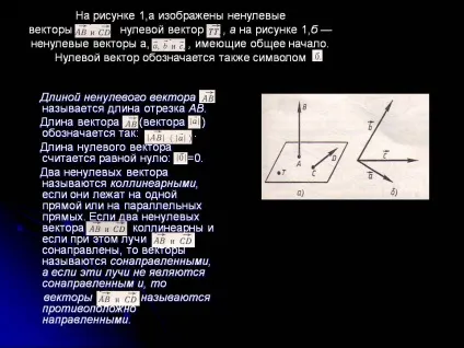 На малюнку 1, а зображені ненульові вектори нульової вектор, а на (геометрія) На малюнку 1, а зображені ненульові вектори нульової вектор, а на