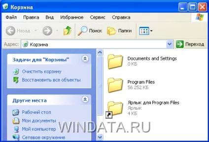 Папка кошик, енциклопедія windows