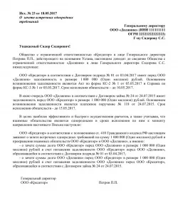 Лист про взаємозалік коштів (зразок)
