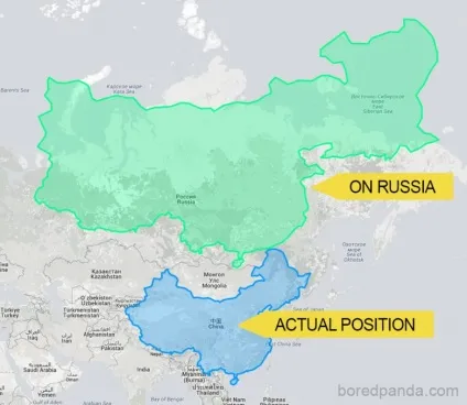 Чому на картах відображають несправжні розміри країн (практично одного розміру) Чому на картах відображають несправжні розміри країн