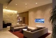 Сучасний дизайн квартири з акваріумом в вітальні (спальня) Сучасний дизайн квартири з акваріумом в вітальні