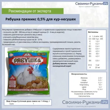 Склад комбікорму для курей несучок (корм яскравого кольору) Склад комбікорму для курей несучок