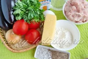 Баклажани, запечені в духовці з фаршем і помідорами (рецепт) Баклажани, запечені в духовці з фаршем і помідорами