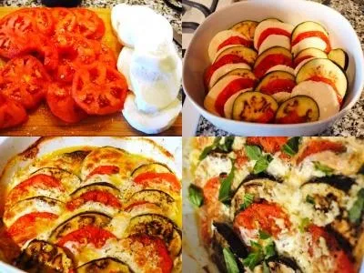 Баклажани, запечені в духовці з помідорами і сиром моцарелла (помідорами) Баклажани, запечені в духовці з помідорами і сиром моцарелла