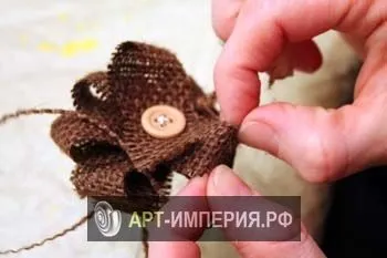 Букет квітів з мішковини своїми руками, квіти з мішковини своїми руками майстер клас, букет з