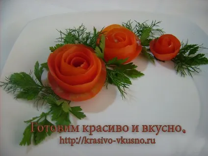 Робимо трояндочку з помідори