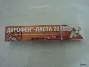 Дірофен-паста 20 і 60 (паста) для кішок, собак, цуценят, кошенят, відгуки про застосування препаратів для (цуценят) Дірофен-паста 20 і 60 (паста) для кішок, собак, цуценят, кошенят, відгуки про застосування препаратів для