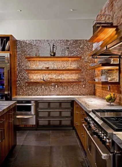 Ідея відкритих полиць на сучасній кухні (кухні) Ідея відкритих полиць на сучасній кухні