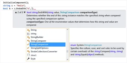 Використання технології intellisense (відключити список членів) Використання технології intellisense