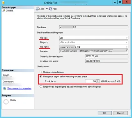 Як урізати транзакційні логи в sql server 2012 windows для системних адміністраторів