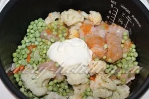 Курка, тушкована в сметані з овочами в мультиварці, рецепт (мультиварці) Курка, тушкована в сметані з овочами в мультиварці, рецепт