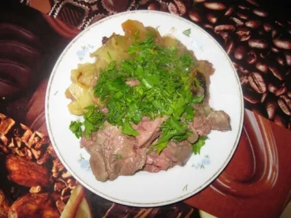 Куряча печінка смажена на картоплі (супи) Куряча печінка смажена на картоплі