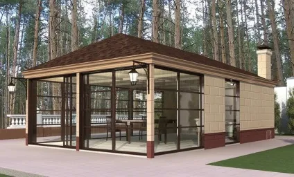 Проект літньої кухні з верандою фото, вихід на терасу з кухні на дачі, з альтанкою,