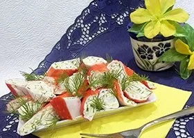 Рецепт фаршировані крабові палички сиром і помідором (крабові палички з помідорами) Рецепт фаршировані крабові палички сиром і помідором