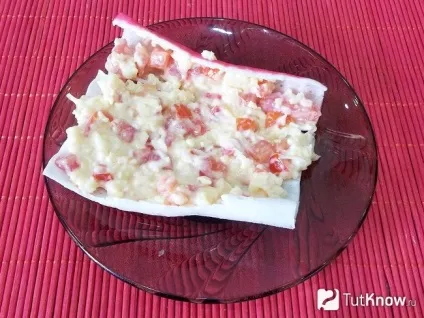 Рецепт фаршировані крабові палички сиром і помідором (фаршировані) Рецепт фаршировані крабові палички сиром і помідором