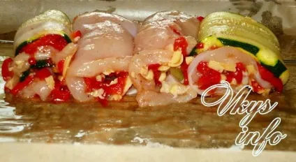 Рулетики з кабачків з куркою рецепт з фото (перець) Рулетики з кабачків з куркою рецепт з фото