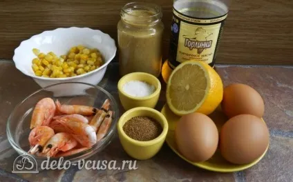Салат з креветками, кукурудзою і яйцем рецепт з фото - покрокове приготування