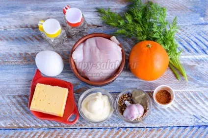 Салат з апельсином, куркою і сиром (Салат апельсином куркою) Салат з апельсином, куркою і сиром