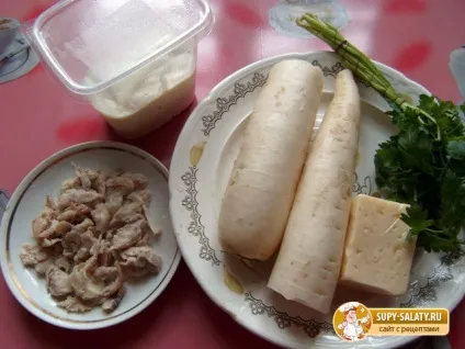 Салат з дайконом і куркою (Салат дайконом куркою) Салат з дайконом і куркою