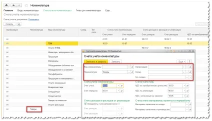 Рахунки обліку номенклатури