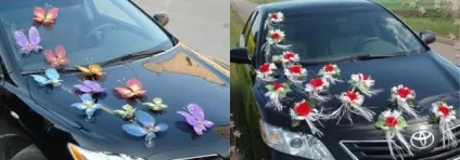 Прикраси на весілля своїми руками на машину, оформлення залу, шампанського і келихів (прикраси на весілля своїми руками: цікаві та незвичайні ідеї) Прикраси на весілля своїми руками на машину, оформлення залу, шампанського і келихів