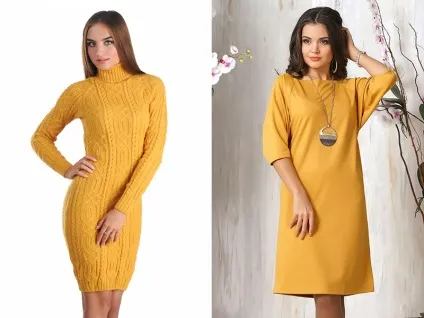 Ультрамодний і жіночне гірчичне плаття (сукня) Ультрамодний і жіночне гірчичне плаття