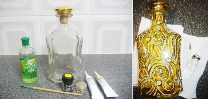 Вази зі скляних пляшок декор, розпис і обрізка 1 (декор) Вази зі скляних пляшок декор, розпис і обрізка 1