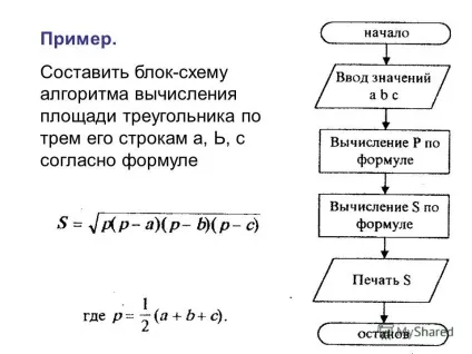 Блок схема обчислення площі трикутника