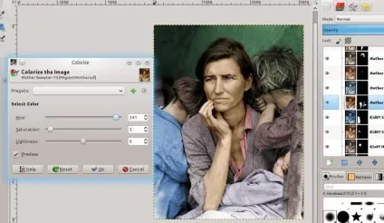 Робимо кольорове фото з чорно-білого за допомогою gimp
