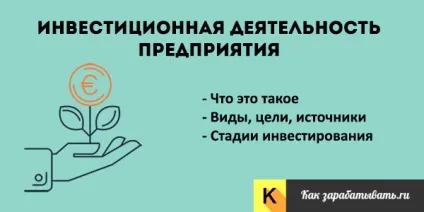 Інвестиційна діяльність - що це, суб'єкти, форми, види, цілі (діяльність) Інвестиційна діяльність - що це, суб'єкти, форми, види, цілі