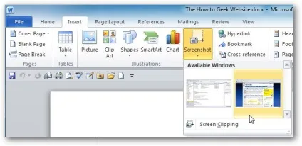 Як робити знімки екрану (скріншоти) в word 2010
