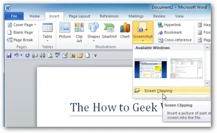 Як робити знімки екрану (скріншоти) в word 2010