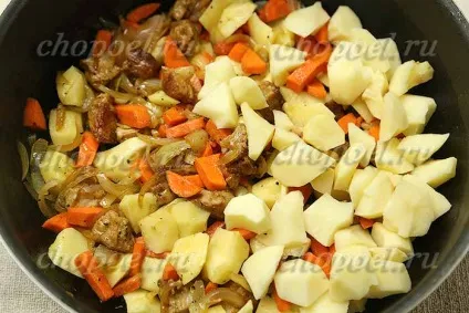Тушкована картопля з м'ясом (свининою) рецепт з фото